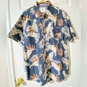 MBX Hawaiian Print Woven Button Down Shirt 100% cotton Size XL